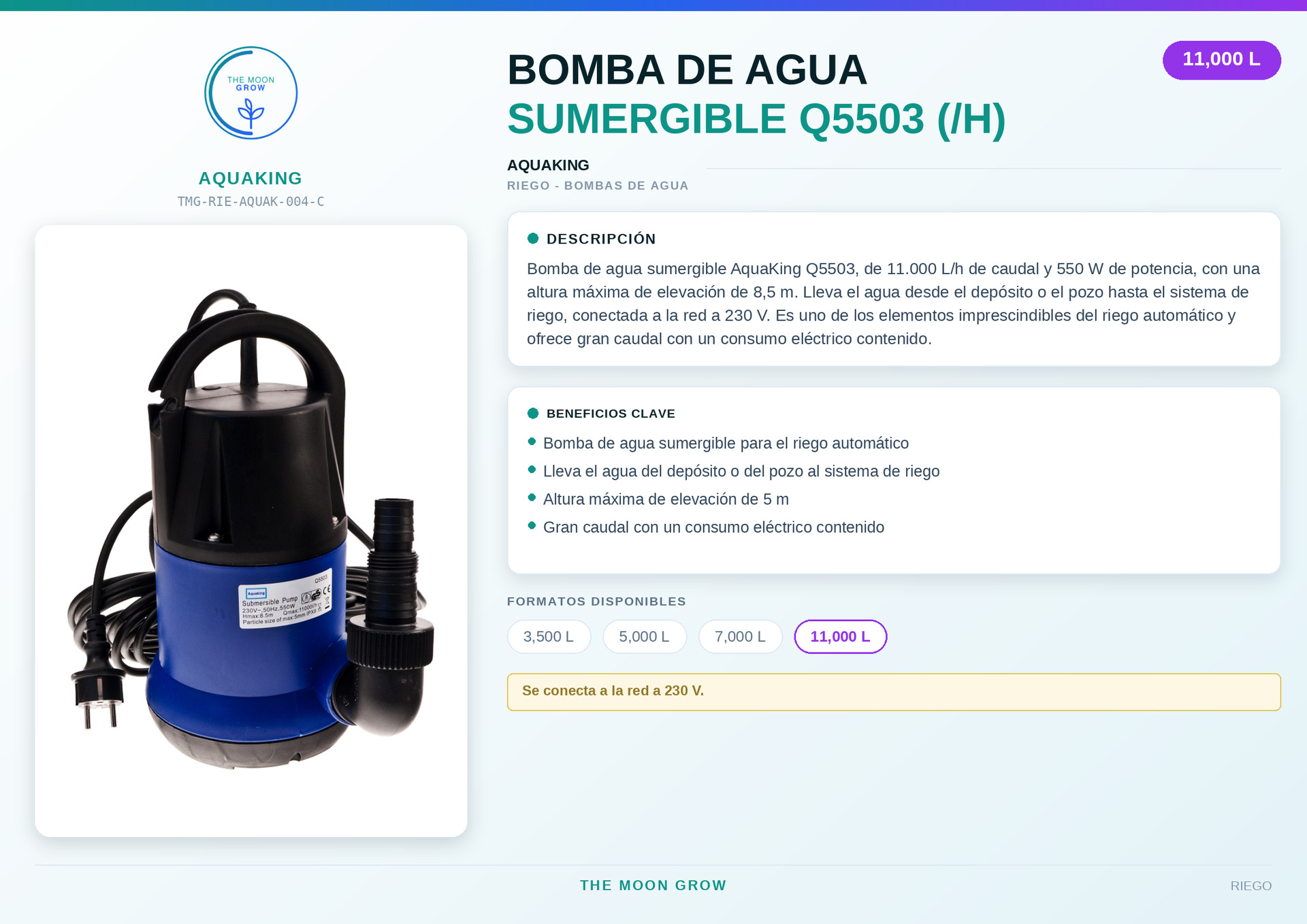 Bomba de agua sumergible AQUAKING Q5503 (11.000 L/h)