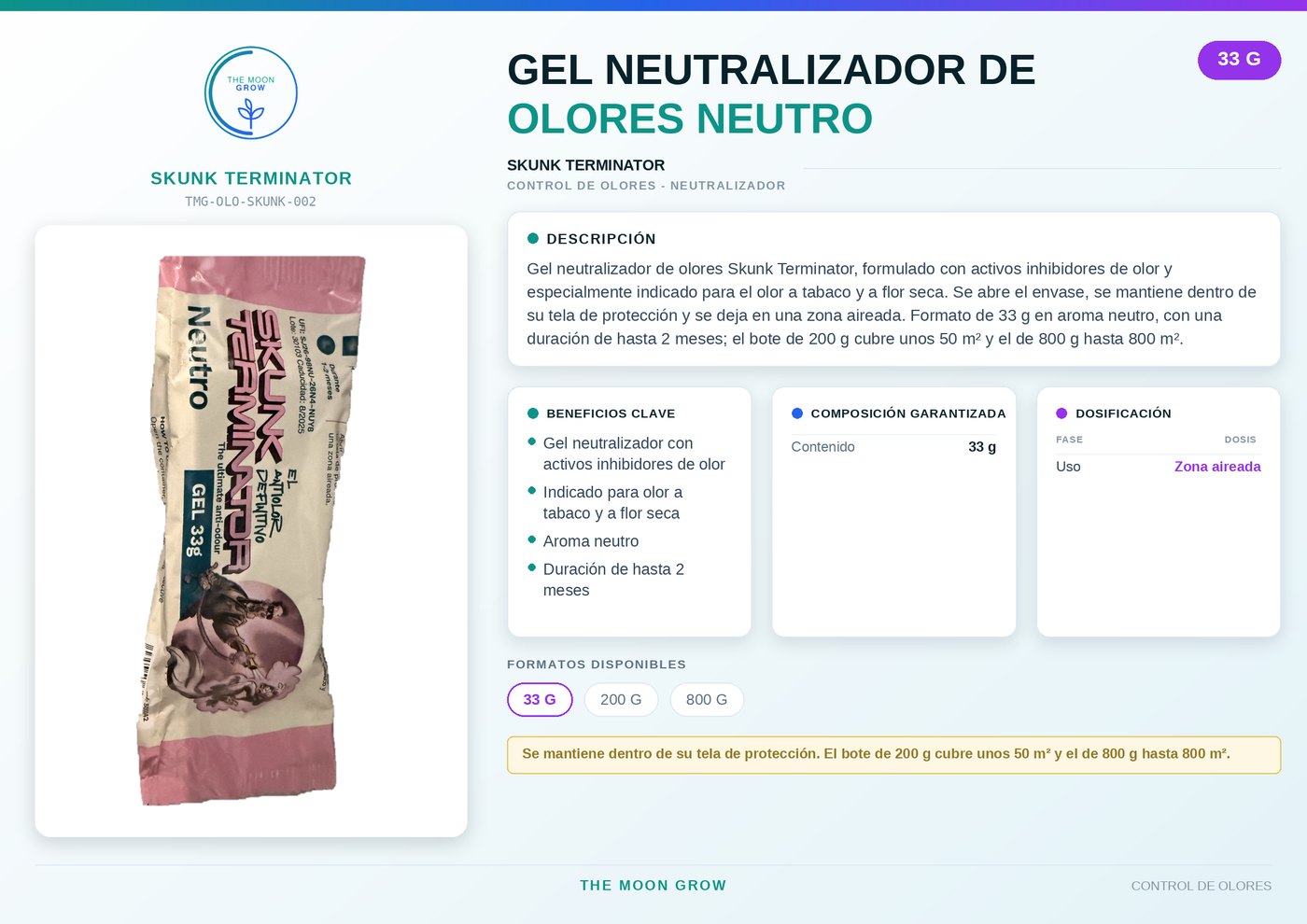 Gel neutralizador de olores SKUNK TERMINATOR Neutro 33 g