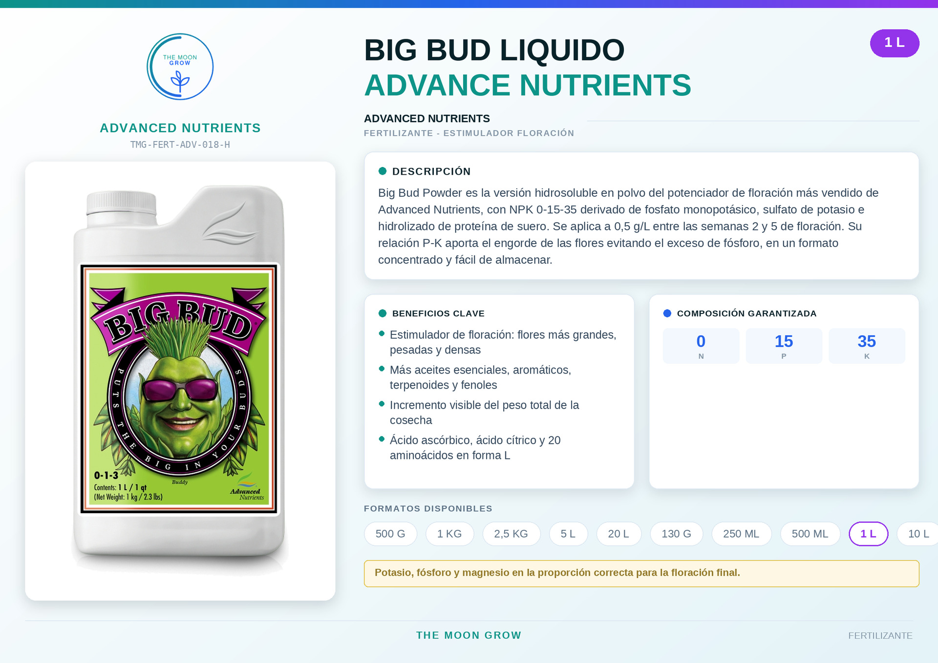 Big Bud LIQUIDO ADVANCE NUTRIENTS 1L
