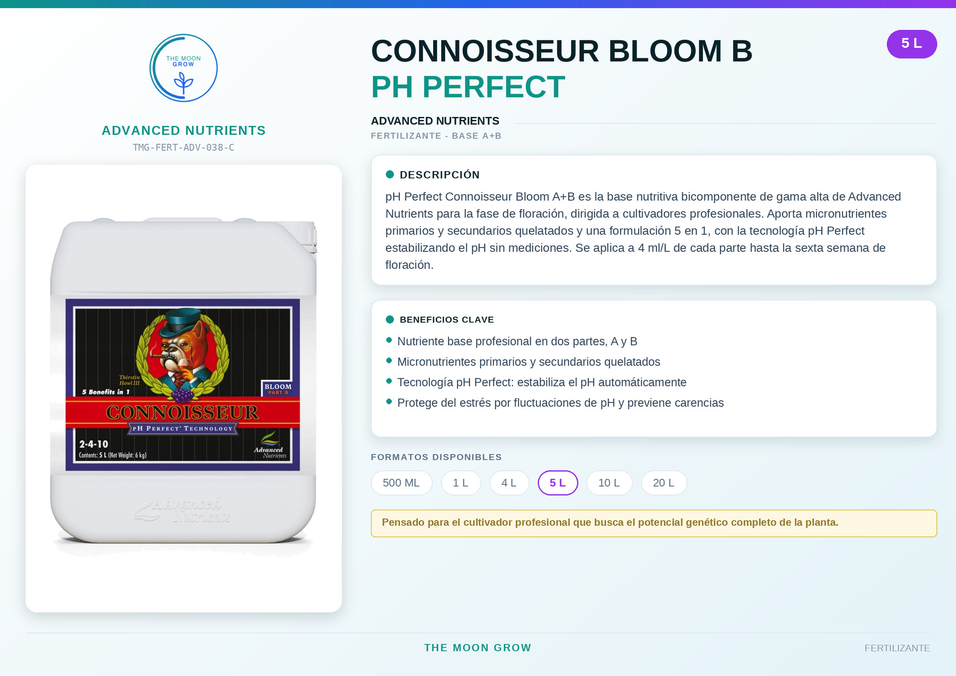Connoisseur Bloom B pH Perfect ADVANCED NUTRIENTS 5L