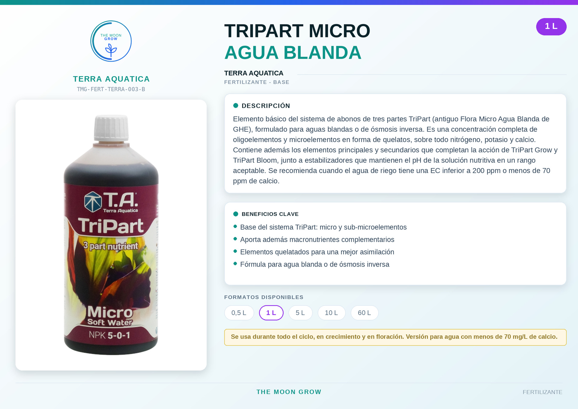 TRIPART MICRO AGUA BLANDA TERRA AQUATICA 1 L