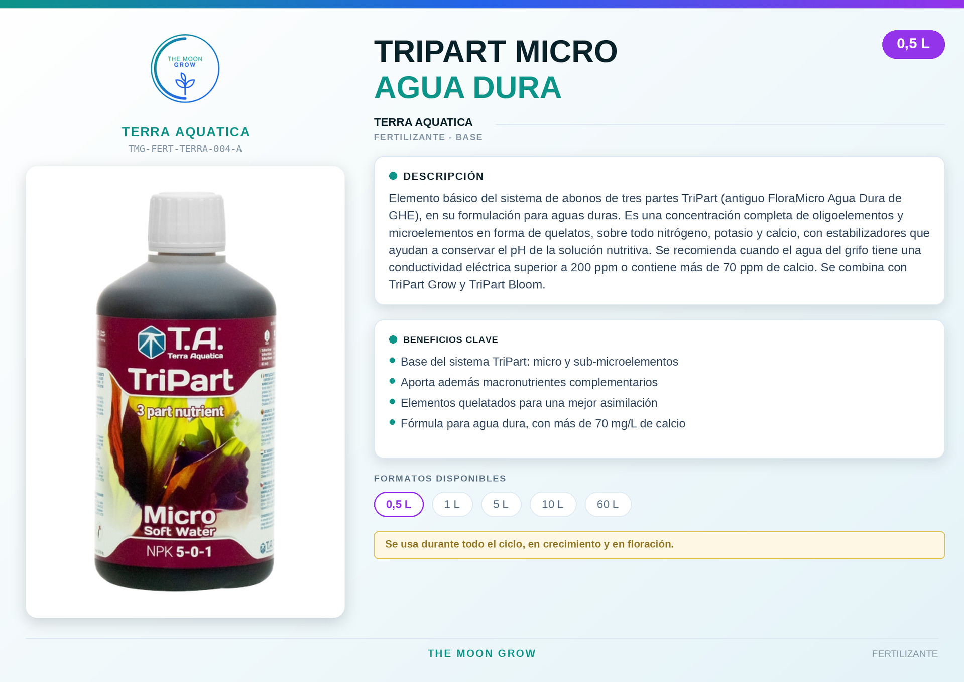 TRIPART MICRO AGUA DURA TERRA AQUATICA 0,5 L
