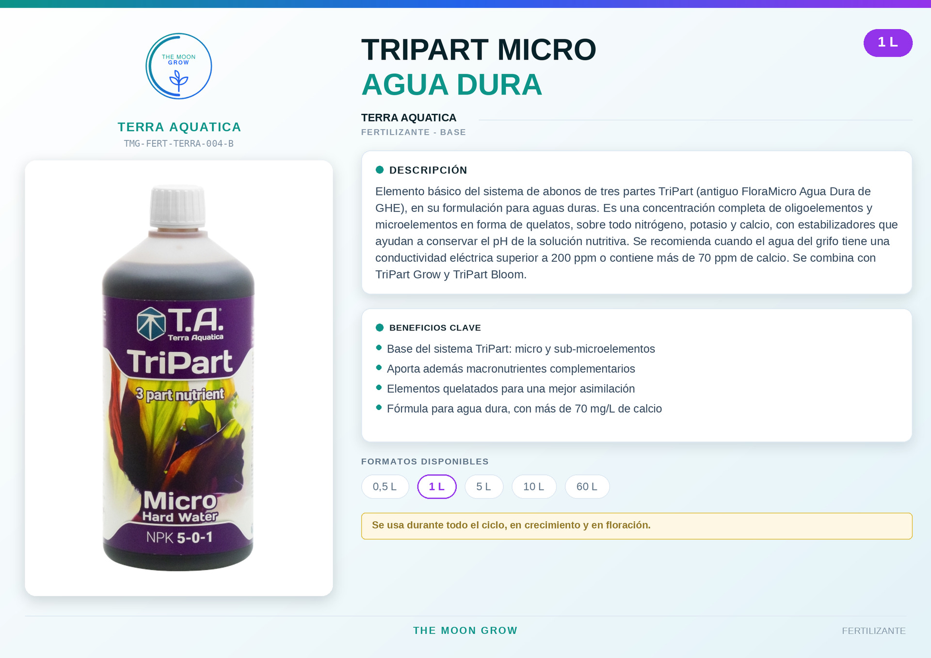 TRIPART MICRO AGUA DURA TERRA AQUATICA 1 L