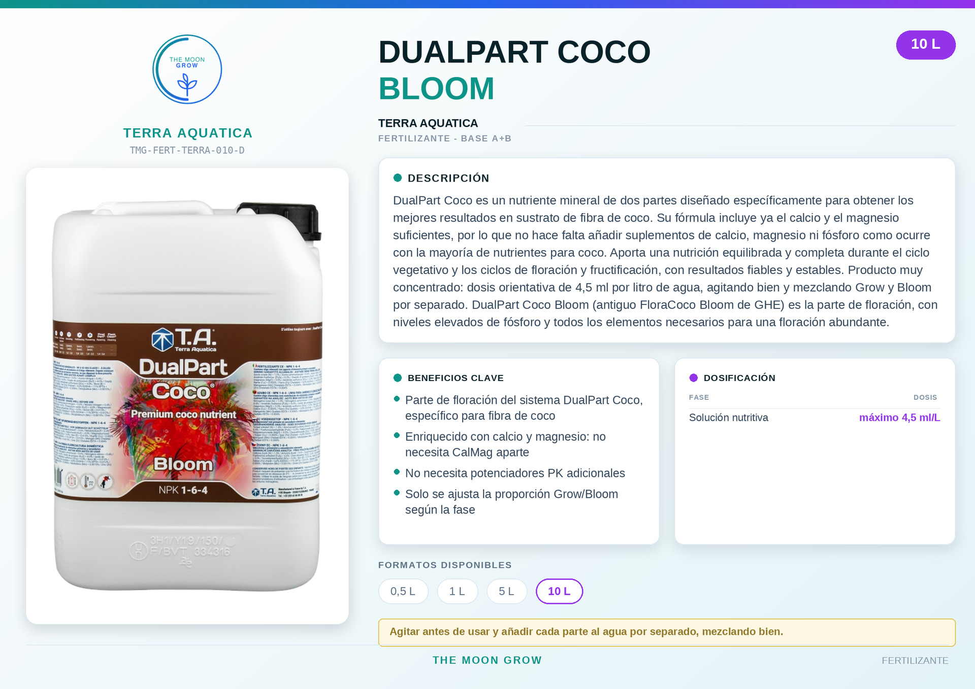 DUALPART COCO BLOOM TERRA AQUATICA 10 L