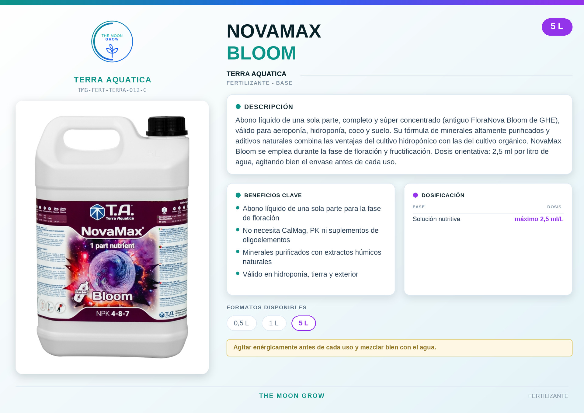 NOVAMAX BLOOM TERRA AQUATICA 5 L