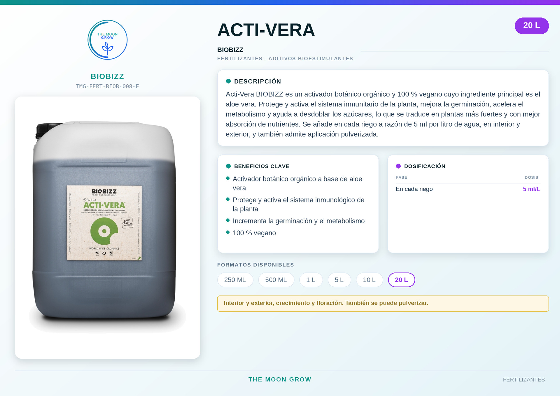 Acti-Vera BIOBIZZ 20 L