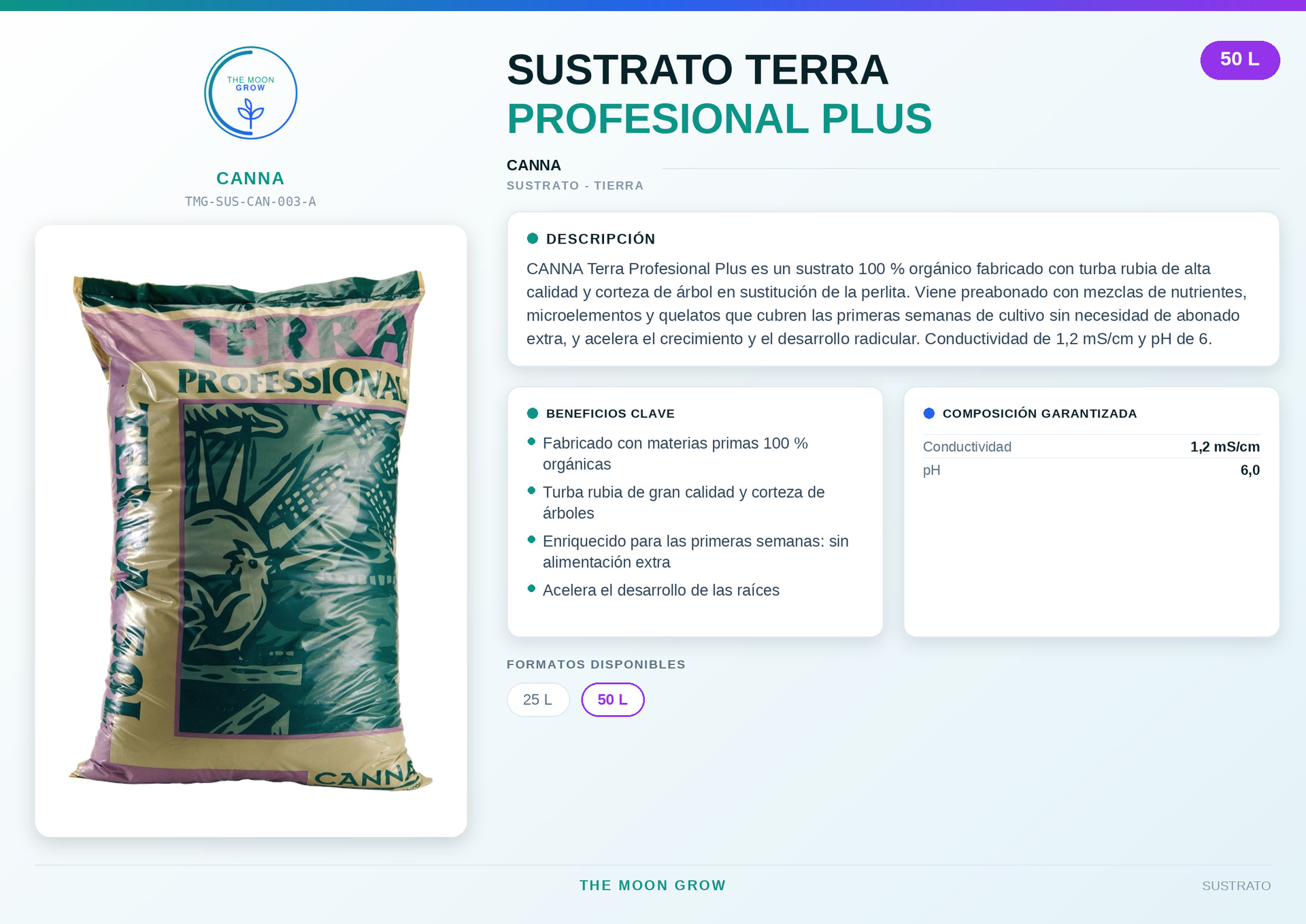 Sustrato Terra Profesional Plus CANNA 50 L