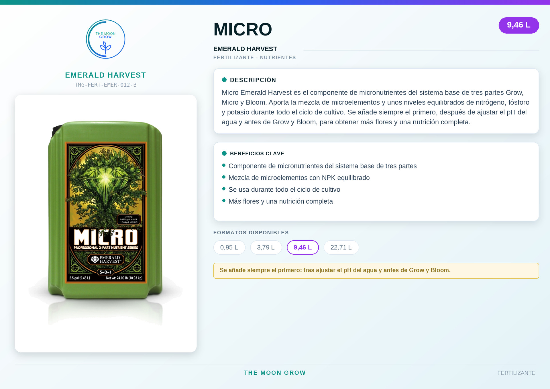 Micro Emerald Harvest 9,46L