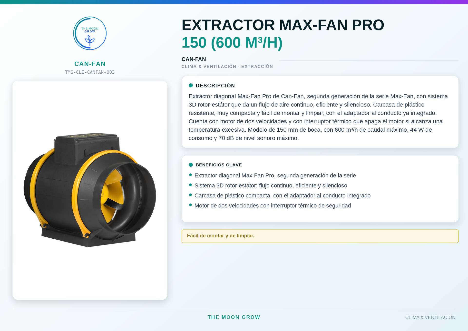 Extractor Max-Fan Pro CAN-FAN 150 (600 m³/h)